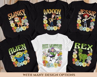 Disney Toy Story Shirt, Disney Family Shirt, Disney Floral Group Shirt, Toy Story Birthday Shirt, Woody Buzz Jessie, Personalized Shirt.