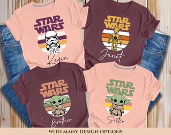 Star Wars Family Shirts, Matching Family Tees, Cute Star Wars Character Shirts, Star Wars Group Shirts, Family Disney Trip Tees, Kids Disney