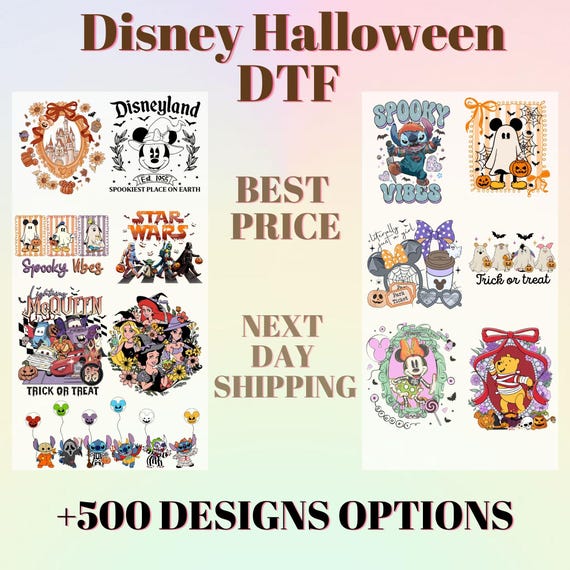 Disney Halloween Dtf Transfer, Disney Halloween Ready To Press, Personalized Disney Halloween Dtf, Gang Sheet, Disney Heat Press, DTF Print