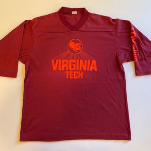 Vintage 80s Virginia Tech Hokies 3/4 Sleeve Jersey Single Stitch Shirt