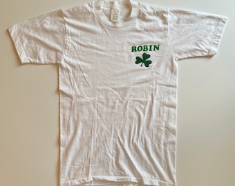 Vintage 80s Small Stedman Robin Clover Flocked Letter Soft Single Stitch Shirt