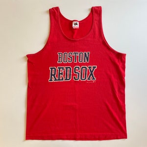 Vintage jaren 80 Boston Red Sokken Mouwloos Fruit of the Loom-shirt met enkele steek