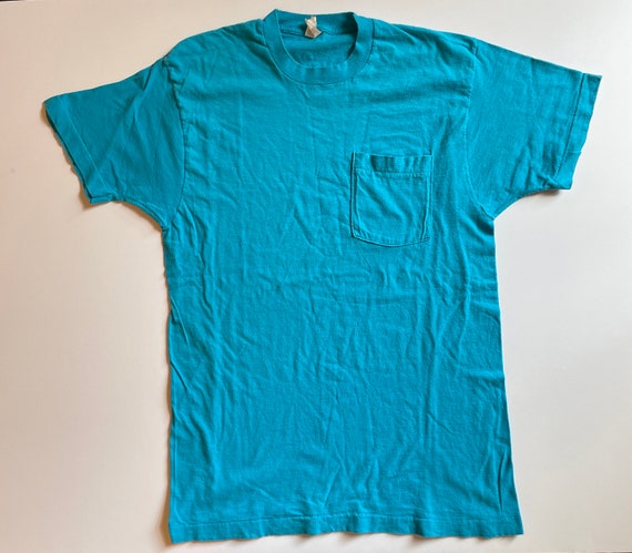 Vintage 80s Blank Pocket T Fruit of the Loom Shir… - image 1