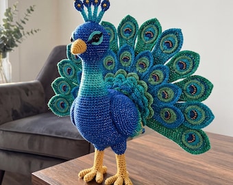 Peacock Amigurumi Crochet Pattern Realistic Majestic Bird Plush PDF