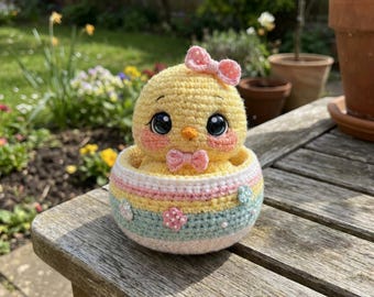 Patrón de amigurumi de pollito de Pascua en huevo / Peluche (patrón en PDF para EE. UU.)