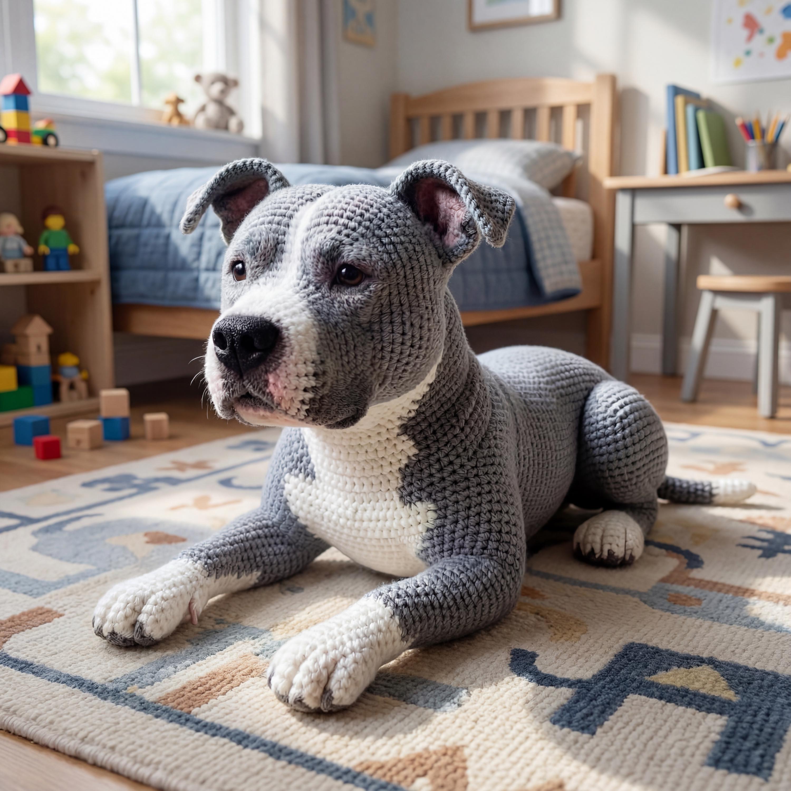 Realistic Pitbull Amigurumi Crochet Pattern Dog Plush