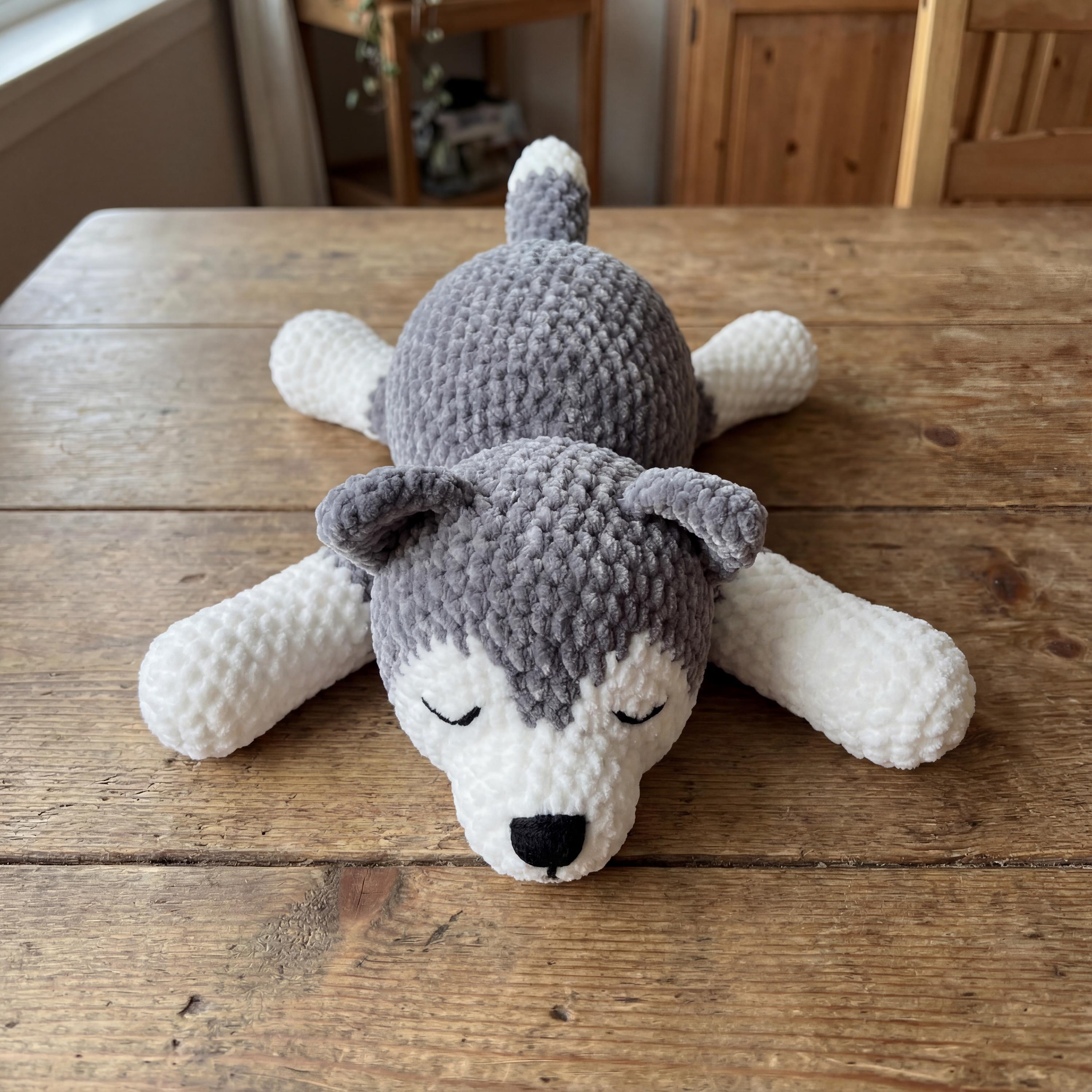 39 Husky Crochet Patterns for Plushies, Loveys, Cup Cozies, and Handmade Gifts 12 Realistic Sleeping Husky Amigurumi Pattern Crochet Dog