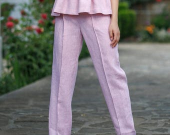 Europäische Leinenhose mit Taschen - Nachhaltige Hose