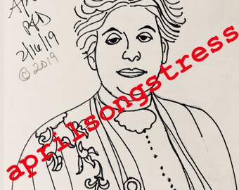 Carrie Chapman Catt, Suffragist Embroidery Pattern & Coloring Page