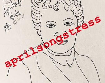 Lucy P. Allen, Suffragist Embroidery Pattern & Coloring Page