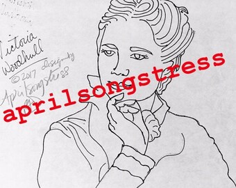 Victoria Woodhull Embroidery Pattern & Coloring Page