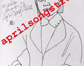 Lucy Stone, Suffragist Embroidery Pattern & Coloring Page