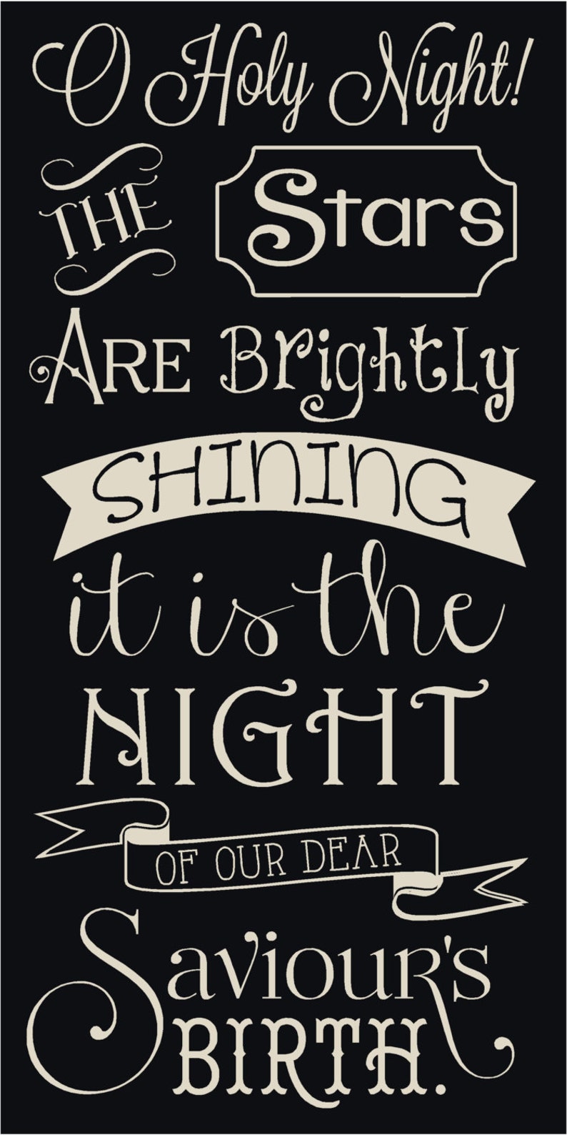 O Holy Night Chalkboard Style Stencil 7 Mil Transparent Blue Etsy