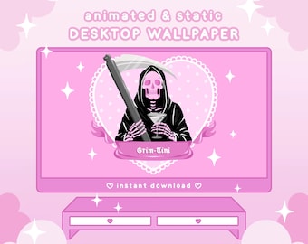 Girly Grim Reaper Wallpaper: Pink Halloween Animated Desktop (Digital Download)