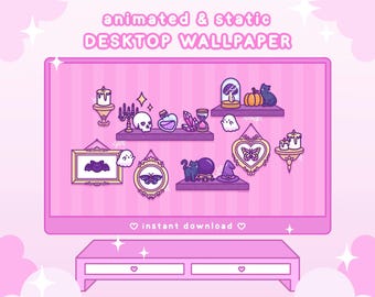 WITCHY Wallpaper, Cute Animated Desktop Wallpaper, Halloween Wallpaper, Desktop Wallpapers, Spooky Season, Cute Halloween Wallpaper, Ghost