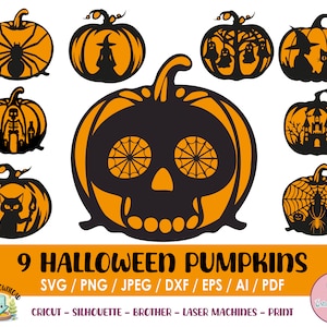 Paquete de calabaza de Halloween Svg, Decoración de Halloween svg, Calabazas svg, Decoración de Halloween svg, Archivos Svg para Cricut