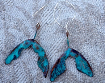 Handforged maple seed earrings