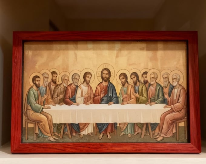 Handmade Last Supper Wood Icon