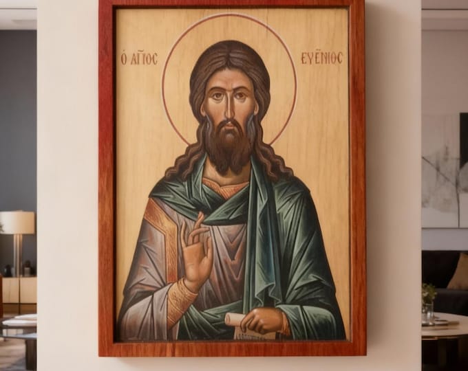 Saint Eugenios,Orthodox Christian Icon,Handmade Wooden Icon