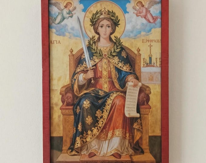 Saint Euphrasia,handmade Wooden Icon