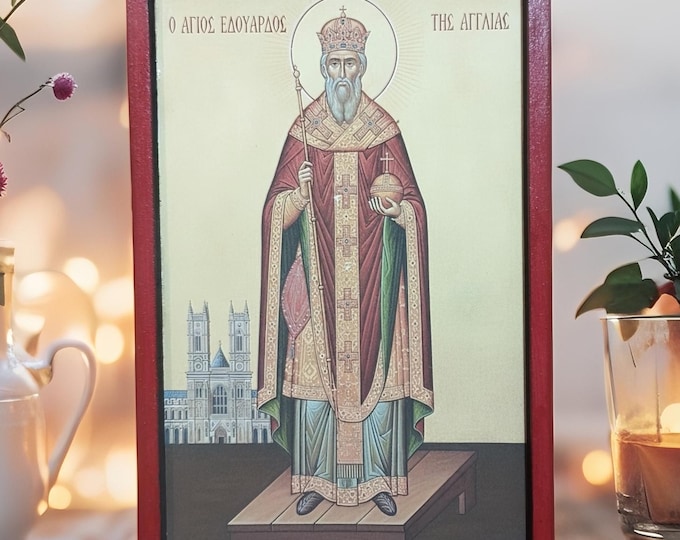 Saint Edward the Confessor,handmade wooden orthodox icon