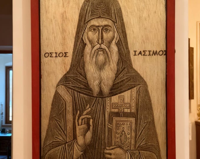 Saint Iasimos Wooden Icon