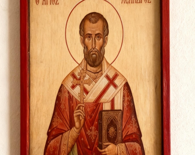 Handmade Saint Leander Icon, Orthodox Christian Art, Religious Gift