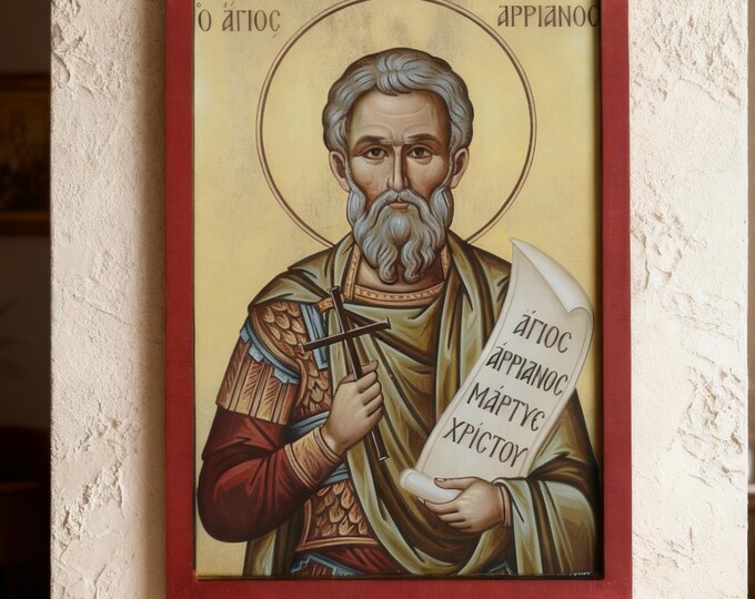 Saint Arrianos, Handmade Wooden Icon
