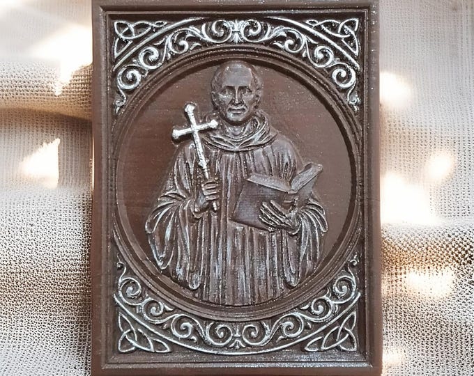 Hand Carved Wood Catholic Monk Icon