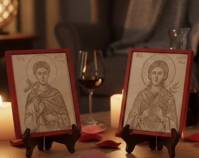 Saint Valentine & Saint Valentina Wooden Icons