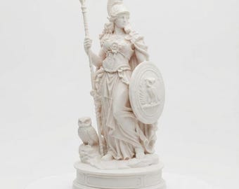 ブロンズ製アテナ像：知恵、盾、槍のギリシャの女神 - Etsy 日本