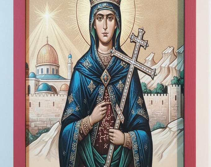Handmade Wooden Icon of Saint Helen