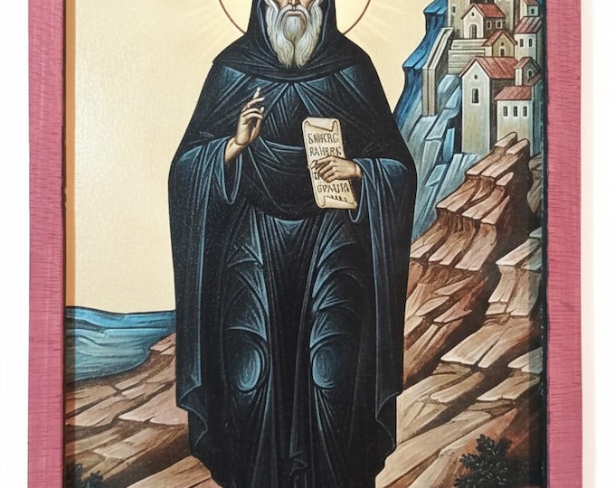 Handmade Wooden Icon of Saint Savvas