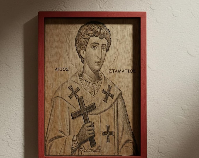 Saint Stamatios Wooden Icon