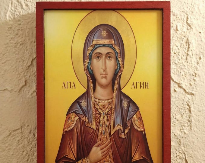 Saint Agnes Handmade Wooden Icon