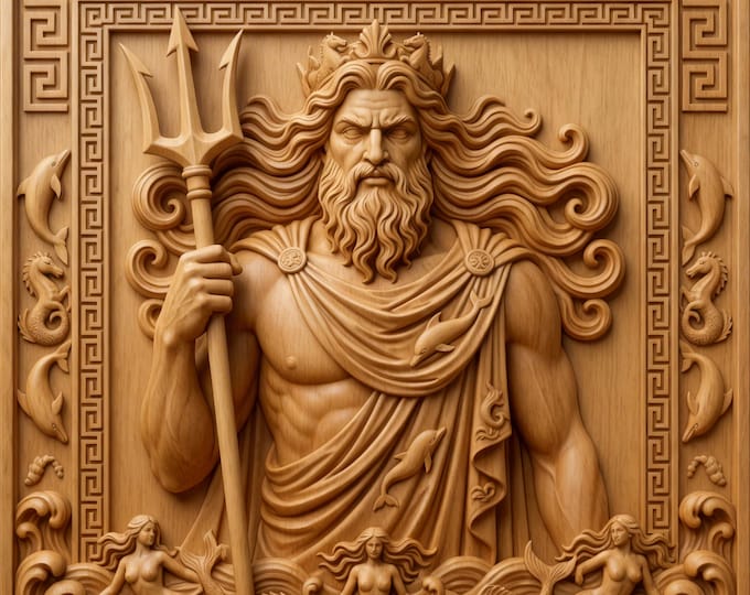 Poseidon STL file,greek god 3D relief