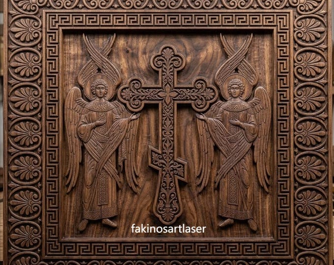 Orthodox Cross STL File, Seraphim Angel Wings, Byzantine CNC Router File (Digital Download)