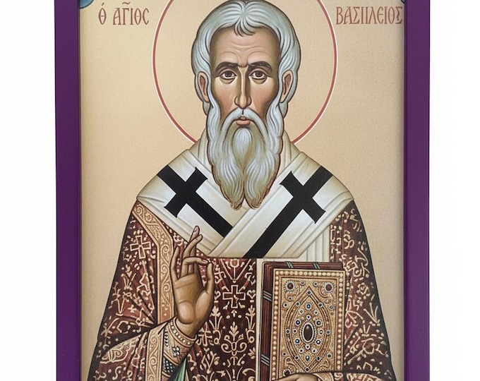 Handmade Wooden Icon of Saint Basil