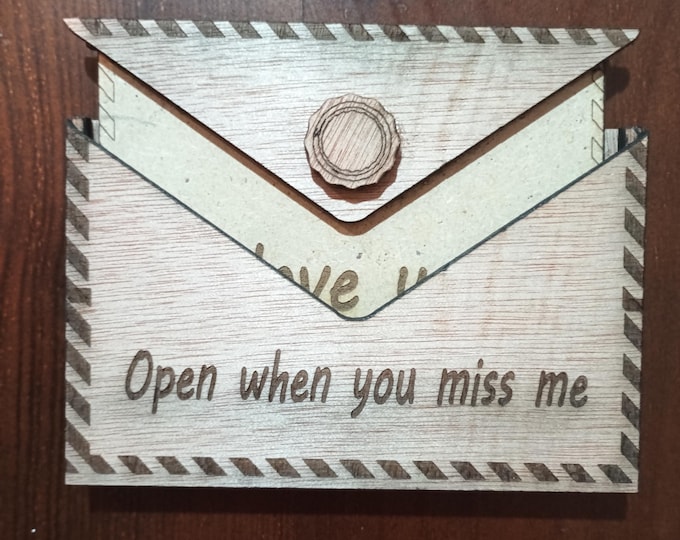 Wooden Valentine's Day Envelope with Personal Laser Engraving
