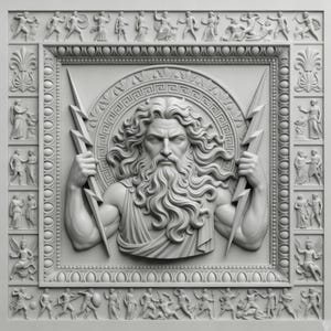 Zeus STL Datei, griechischer Gott 3D Relief