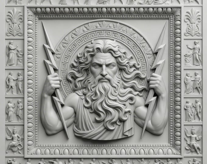 Zeus STL file,Greek god 3D relief