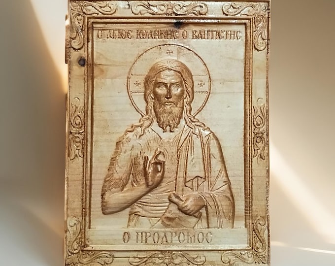 Saint John the Baptist,wooden engraved icon