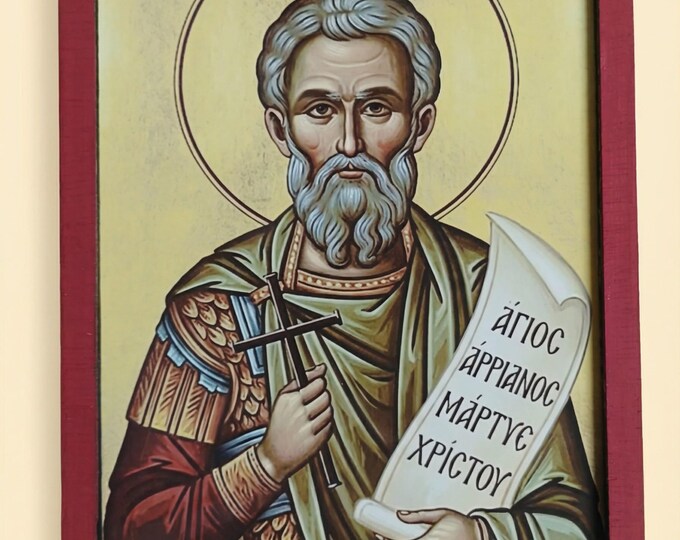 Handmade Wooden Icon of Saint Arrianos