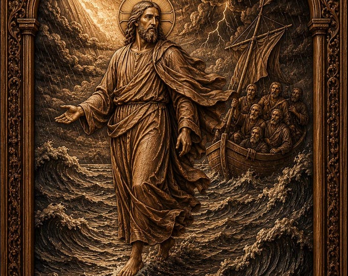 Jesus Walking on Water 3D STL File – Religious Wall Art (Digital Download)