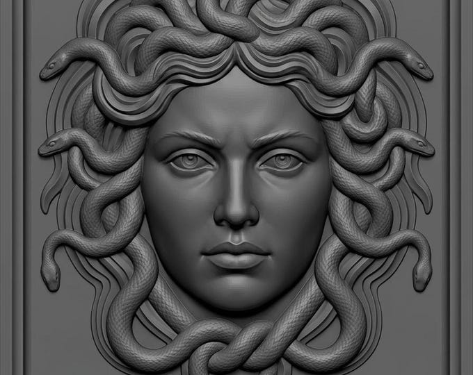 Medusa STL file for CNC,greek mythology 3D relief