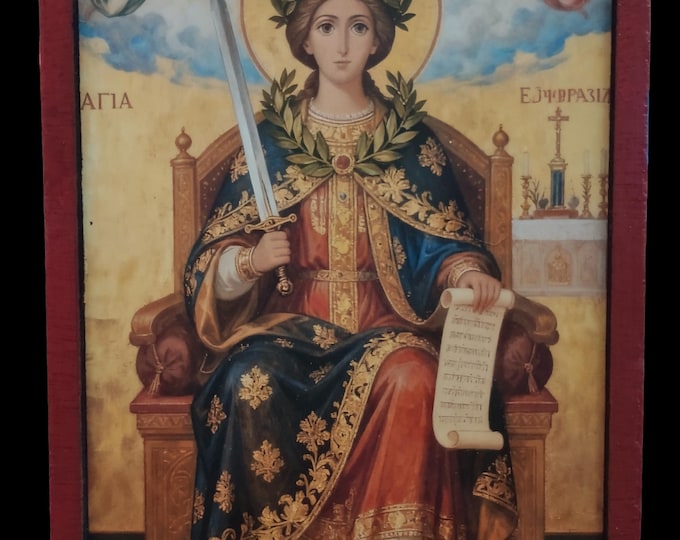 Saint Euphrasia,handmade Wooden Icon