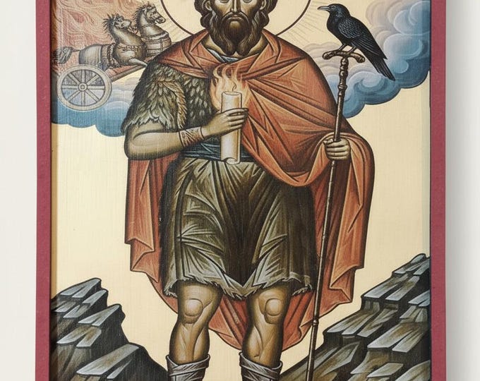 Handmade Wooden Icon of Prophet Elijah