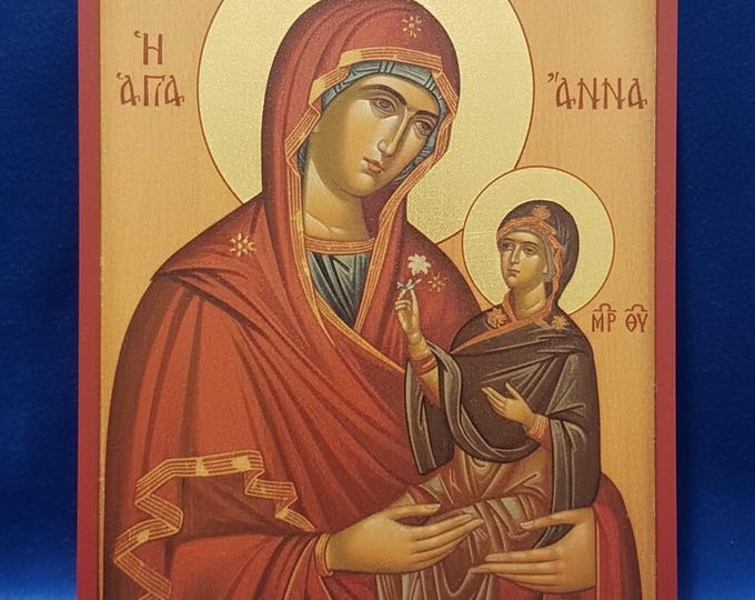 Saint Anna Wooden Icon.Handmade Orthodox Religious Art
