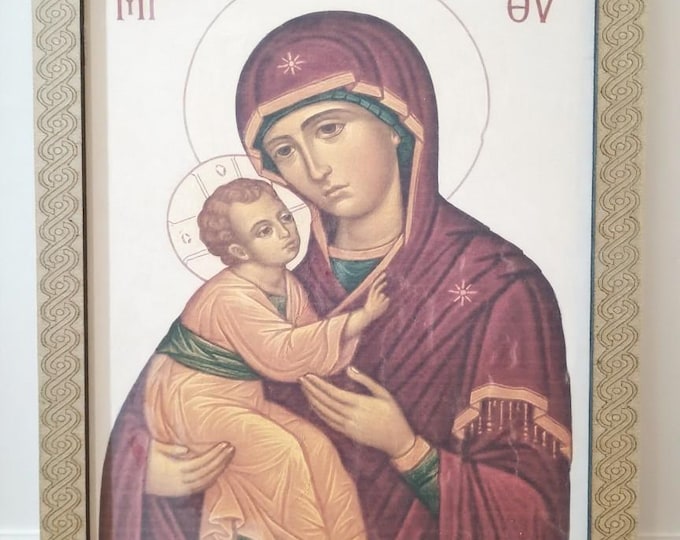 Handmade Orthodox Icon of the Virgin Mary with Christ Child