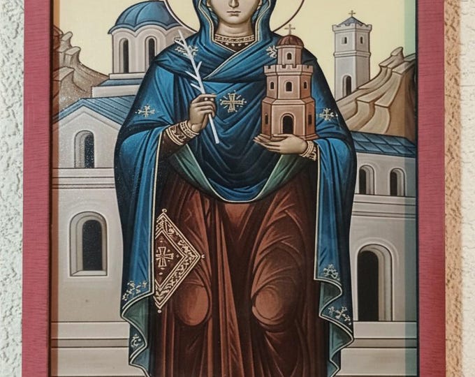 Handmade Icon of Saint Barbara